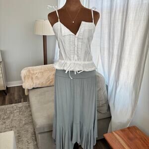 Y2K Style Umgee USA Assymetrical Skirt Gray Blue Flowy Midi Low Rise Size M